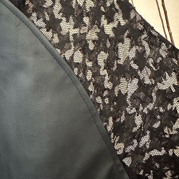 Nowadays | Lace & faux leather bomber jacket | size S | black & silver - Picture 3 of 7